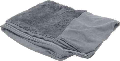 Furhaven Plush & Suede Sofa-Style Replacement Dog Bed Cover, Jumbo Plus (XX-Large) - Gray, Machine Washable
