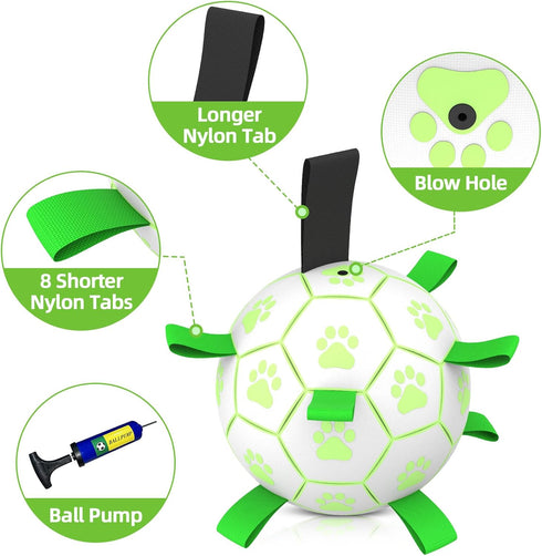 Glow in The Dark Dog Toys - Interactive Light Up Soccer Ball with Straps for Small & Medium Dogs, Puppy Gifts