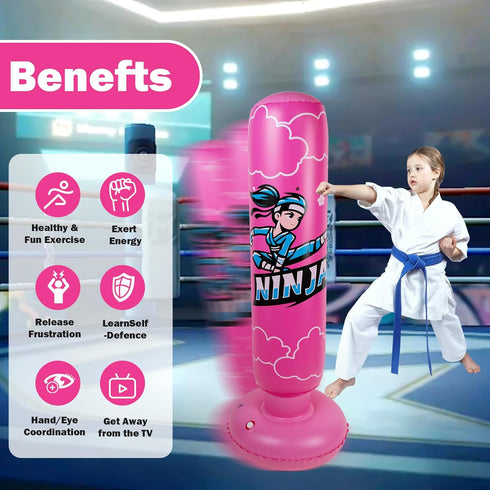 Bag,66 Inch Set 6-12 Taekwondo,MMA Onirii Kids Inflatable Punching Large Stable Kids Inflatable Boxing Bag Toy