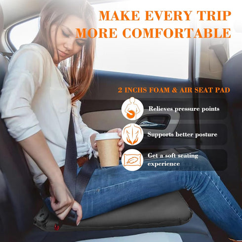 GDREAMT Backpacking Inflatable Seat Cushion, Self-Inflating Memory Foam Stadium Seats Cushion Portable Camping Air-Foam