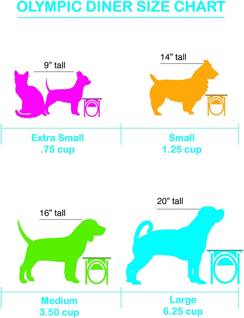 Platinum Pets Olympic Single Diner Feeder, Small, Caribbean Teal, with Stainless Steel Dog Bowl