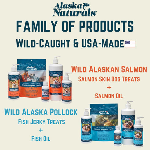 Sustainable Wild Alaskan Fish Oil for Dogs - 15.5 oz Pump - EPA + DHA Omega 3 Oil for Skin, Coat, and Brain Health