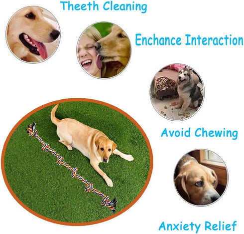 6 Knot 2 Pack Large Dog Rope Toy - Heavy Duty Chew Rope for Aggressive Chewers, Tug of War Play for Large Breeds