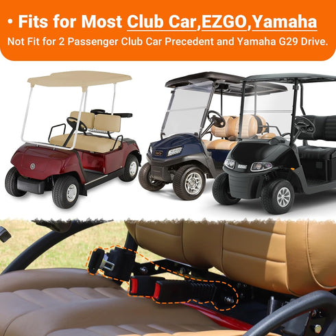 Golf Cart Seat Belts, 40" Retractable Universal Seat Belts Kit, Fits Club Car EZGO Yamaha (2 Set/4 Set)