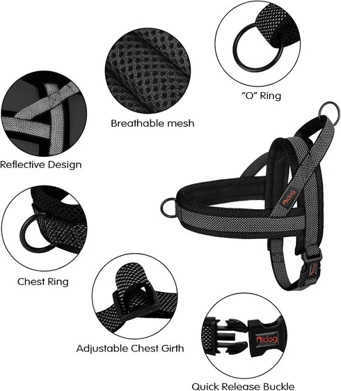 Didog No Pull Dog Harness with Breathable Mesh Padded, Full Reflective & Quick Fit Adjustable Vest for Dogs
