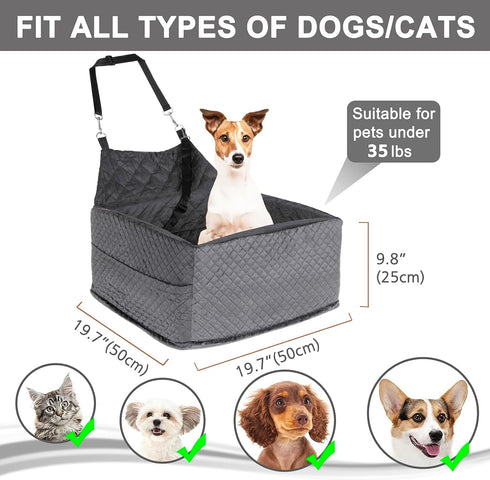 35 lbs, Memory Foam Dog Car Seat for Small/Medium Dogs,Travel Booster Seat for Dogs up to Washable Removable Cover