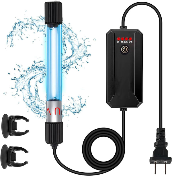 13W Timer Aquarium Clean Light, Algae Clear Green Bloom Clean Fish Tank Water Clean Lamp for Sump Pond Filter