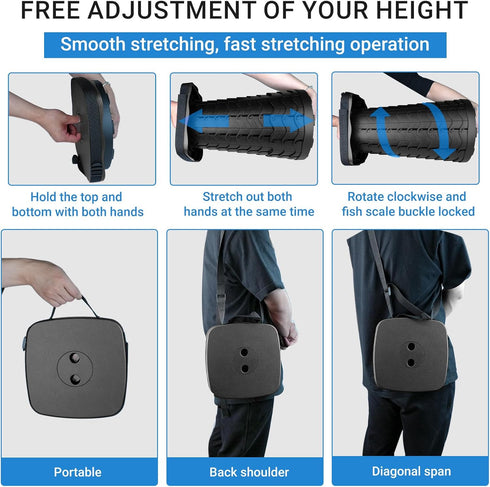 ZTMT 485lbs, Upgraded Square Folding Stool, Max Load Capacity Portable Collapsible Seat, Telescoping Foldable Stool