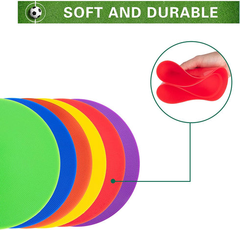 Spot Markers, 9 Inch Non Slip Rubber Floor Markers, Flat Field Cones for Soccer, Basketball, Sports Training