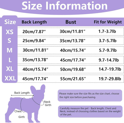 2 Pieces Stripe Dog Clothes for Small Dogs - Summer Dog Shirt, Cute Soft Puppy Clothes, XS~XXL (Purple, Medium)