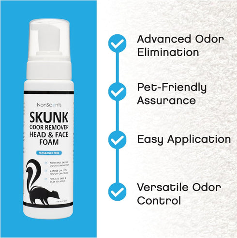 NonScents Skunk Odor Remover Head & Face Foam, Ready-to-Use for Pets, Carpets, Clothing, Fragrance Free
