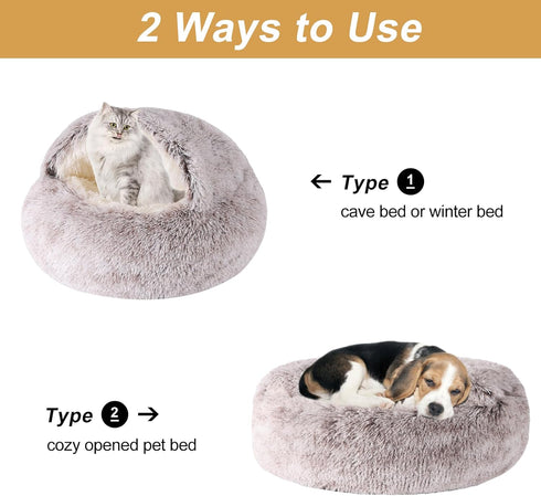 Dog Beds for Small Dogs, Washable Cute Cat Bed Cave, Cozy Nook Pet Bed for Dogs or Cats, Anti-Slip Puppy Bed (Coffee,