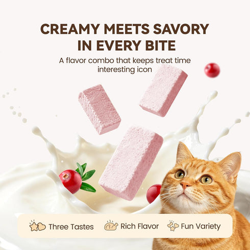 (2.5 oz) Freeze-Dried Kitten Treats with Goat Milk & Chicken Cranberry Added for Urinary Tract Support & Digestive