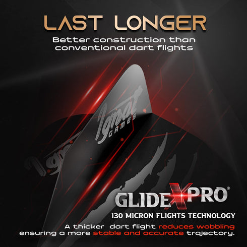 IgnatGames Dart Flights and Accessories - 18/30 GlideXPro 130 Micron Flights with 6 Flight Protectors