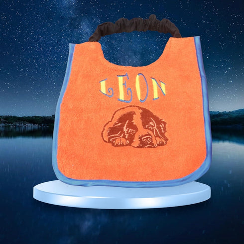 Custom Made Bib Embroidered with Dog's Name and St Bernard Dog Face - Fully Adjustable and Comfortable Washable Pet
