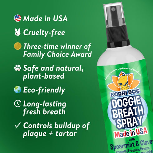 Bodhi Dog Natural Dog Breath Freshener Spray, 8oz | Fresh Breath, Tartar & Plaque Remover, Supports Teeth & Gum Health