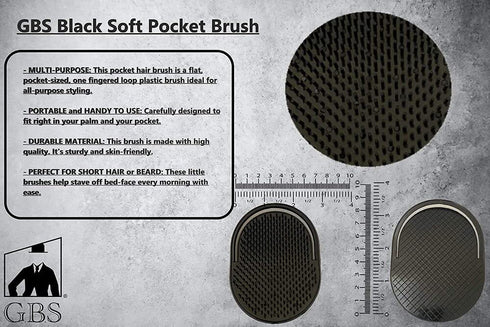 G.B.S Pocket Palm Brush Portable Comb Massager for Pet Hairs, Black, Pack of 2