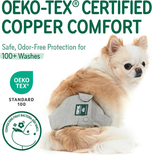 1 15 PAWPANG Copper Fit Mate Washable Male Dog Belly Band Kit Reusable Male Wrap with Dog Diaper Liners, Ideal