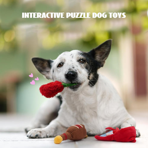 Nocciola Fairy Tale Squeaky Dog Toys, Cute Interactive Plush Stuffed Hide and Seek Cognitive Puzzle Puppy Crinkle Chew