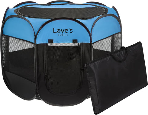 Love's Cabin Pet Puppy Dog Playpen, Medium Dog Tent Crates Cage, Portable Indoor/Outdoor Playpen with Removable Zipper