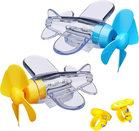 YOUNEEDFUL 2PCS Wind Driven Bicycle Lights, Cute Airplane Handlebar Pendant with LED Lights,