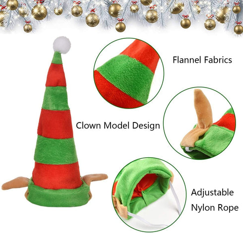 Vehomy Cat Christmas Costume, Elf Hat and Bell Collar Xmas Pet Costume Accessories for Cat and Puppy, 2Pcs