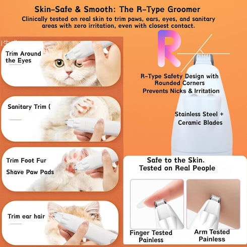 Trimmers 6 Trimmer Dog Nail and Dog Nail Grinder with Lights, Quiet Dogs Grooming Kit with Cat Paw Clipper & Pet Paw