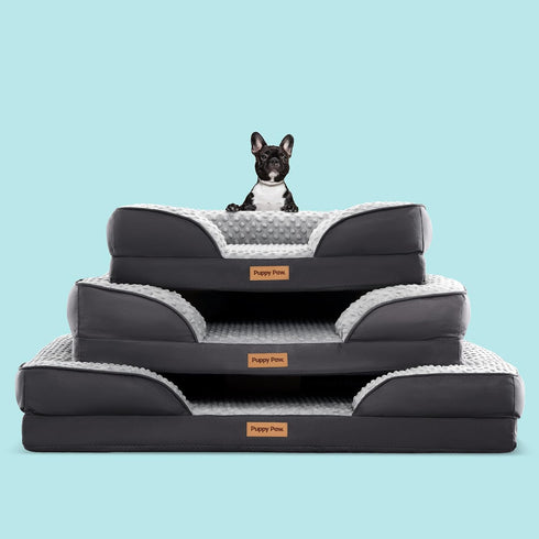 Puppy Bed for Small and Medium Dogs & Cats, Waterproof Lining, Removable Washable Cover, 28" x 23" x 7", Up to 50LBs