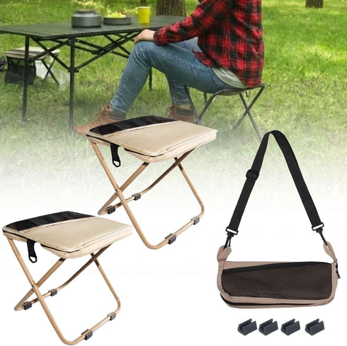COMELY Camping Stool Folding Chair: All-Terrain Pocket Stool, 4 Anti-Sink Feet Stability,