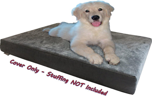 Dogbed4less DIY Pet Bed Pillow Grey MicroSuede Duvet Cover and Waterproof Internal Case for Dog and Cat, 37X27X4 Inch
