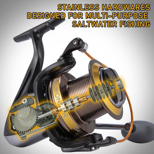 Saltwater Spinning Reel 10000/11000, Graphite Surf Fishing Reel with 11+1 Stainless Steel BBS, 31LB Max Drag