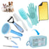 Generic Aglads 8PCS Cat Rabbit Bunny Dog Grooming Kit,Self-Cleaning Brush,Nail Clipper,Grooming Glove,Massage Brush,Flea