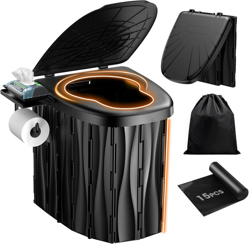 New Upgraded 15'' XL Portable Toilet for Adults, Camping Toilet Tested 500