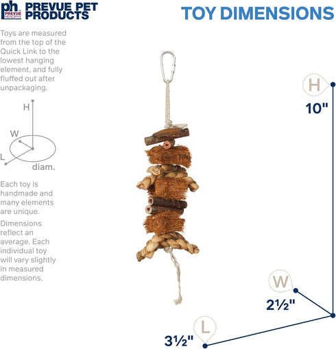 Prevue Hendryx 62803 Naturals Coco Rope Mini Bird Toy - 8 x 2.5