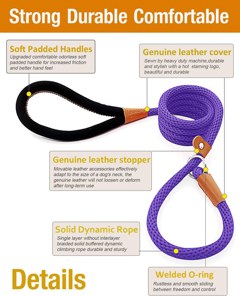 lynxking Dog Leash Slip Lead, 5 6 8 FT Heavy Duty Braided No Pull Training Leash for Small Medium Large Dogs