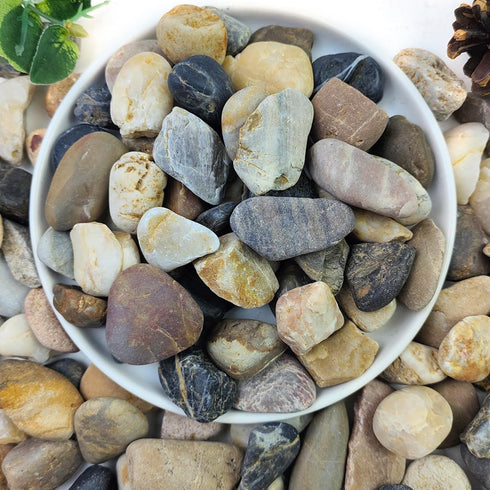 2lbs Natural Mixed Pebbles 5/8" for Fish Tank, Decorative Polished River Rocks for Landscaping