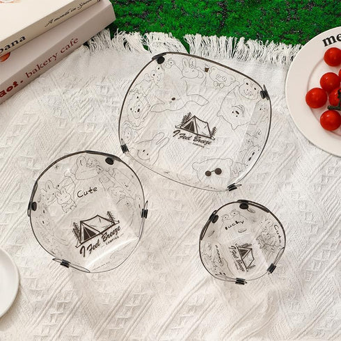 Hympuae 3 Set, Ultra Light Portable Collapsible Outdoor Cutlery Piece Foldable Plate,Bowl,Cup,Easy To Clean
