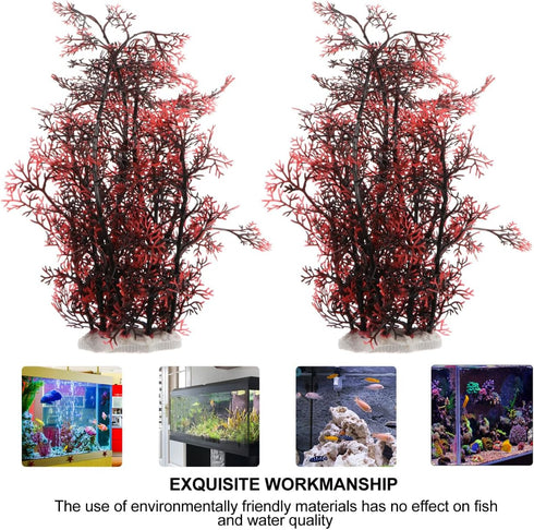 2 13.8 inch balacoo Pcs Aquarium Decor Plastic Plant, Red Coral Tree for Fish Tank Decoration, Artificial Plants