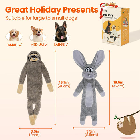 HGB No Stuffing Dog Toys for Aggressive Chewers, Squeaky Crinkle Plush Dog Toys to Keep Them Busy & Puppy Teething