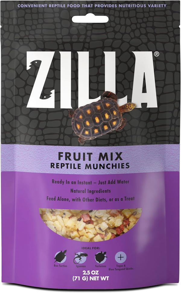 Zilla Reptile Food Munchies Fruit Mix, 2.5 Ounce, for Pet Iguanas, Skinks, Tegus, Box Turtles, Tortoises & Hermit Crabs