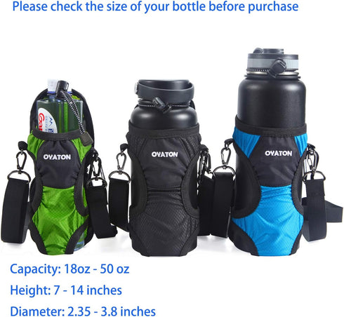Water Bottle Holder with Adjustable Shoulder Strap - Portable Carrier Sling Bag for Walking, Hiking, Yoga, Travel