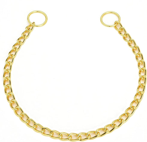 Mogoko Stainless Steel Dog Choke Chain Collar, Puppy Metal P Chain Slip Collar for Training Walking (Gold; 3.0mm; 20.0