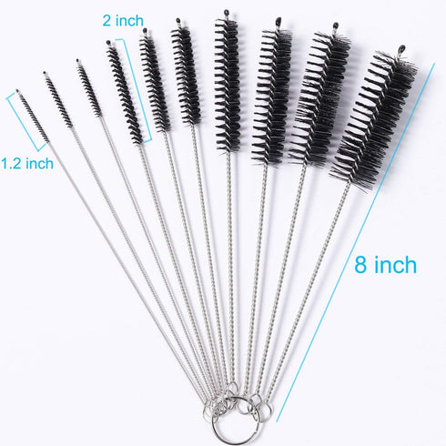 Aquarium Filter Brush Set, Flexible Double Ended Bristles, Stainless Steel Cleaning Brush with 10 Brushes