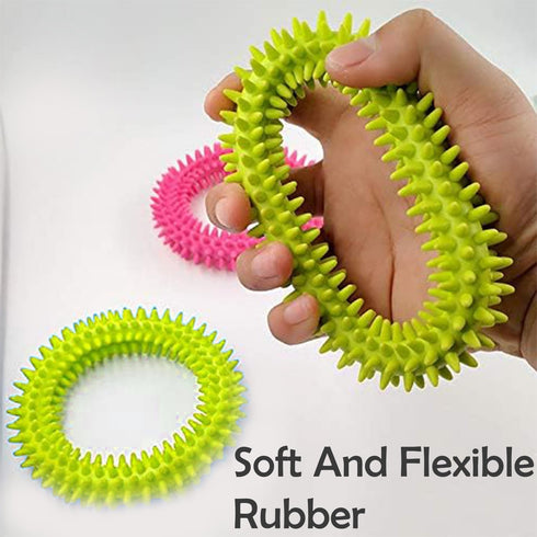 2Pcs Pet Chew Ring Toy, Soft Dental Rubber Spike Ring Chew Toy for Cat and Dogs (9cm)