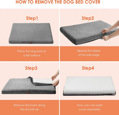 EHEYCIGA Orthopedic Medium Dog Beds, Removable Washable Cover for Crate, Grey, 30x20