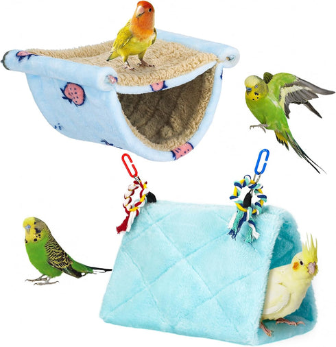 2Pcs Bird Bed for Cage, Hanging Hammock Snuggle Hut, Sleeping Tent Toy for Parakeets, Budgies, Cockatoos