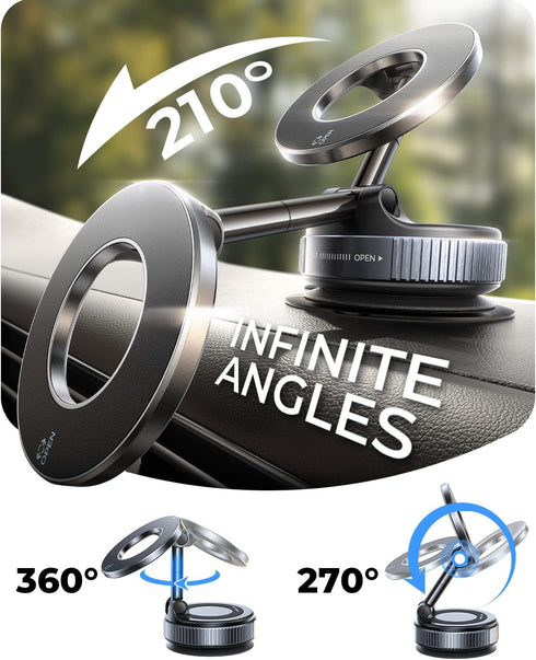 MRGLAS 2026 360 17 16 15 14 13 12 Upgraded Vacuum for Magsafe Car Mount, Phone Holders for Your Car Ultra Magnetic