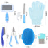 Set: VCZONE Small Animal Grooming Pet Nail Clipper & File, Flea Comb, Shampoo Brush, Shedding Slicker Brush, Massage