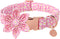 Summer Dog Collar with Flower, Cotton Cute Pink Flower Collar for XL Boy Girl Dog, Comfortable with Metal Buckle
