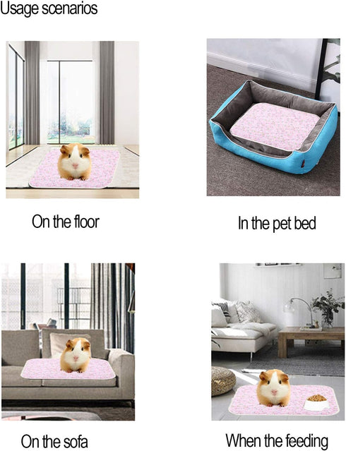 4 Pack kathson Guinea Pig Cage Liner Hamster Cage Bedding Pad Reusable Pee Pads Super Absorbent Waterproof Food Mat